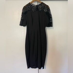 Black Lace Yolk Dress by Lela Rose